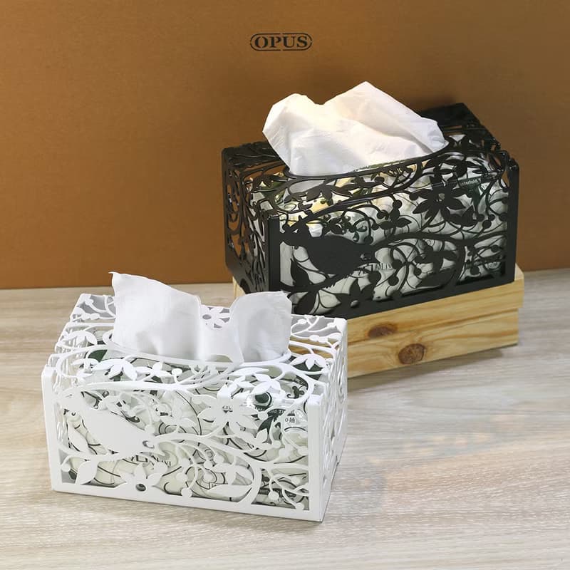 【OPUS東齊金工】鵲上林梢- 金屬工藝面紙盒(白)/家飾/居家裝潢