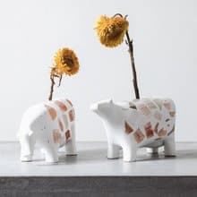 礦石花岩 奶牛香插花插 手工擺件 手工製