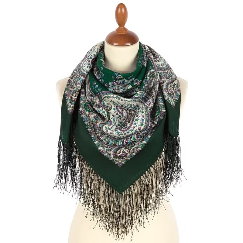 Authentic Pavlovo Posad Russian Shawl Scarf Soft 100% Wool 89x89 cm 2046-9
