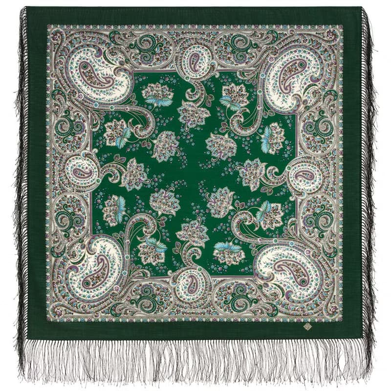 Authentic Pavlovo Posad Russian Shawl Scarf Soft 100% Wool 89x89 cm 2046-9