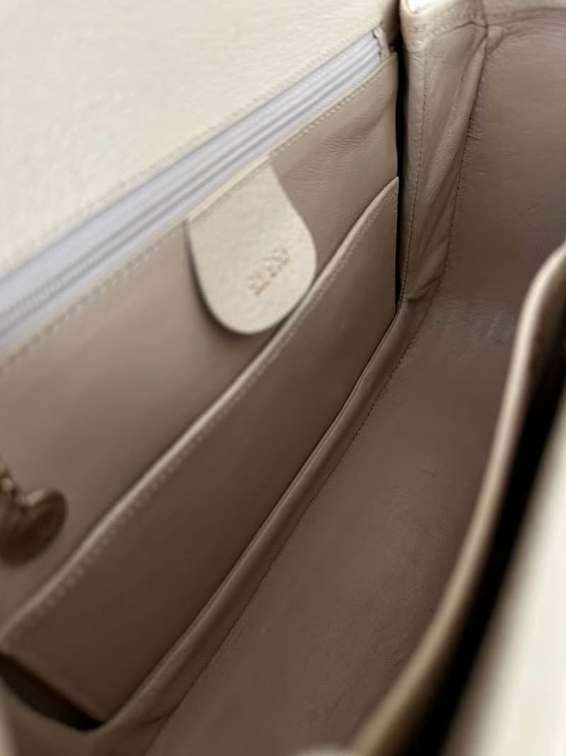 GUCCI 古馳 竹節杏仁奶色手袋