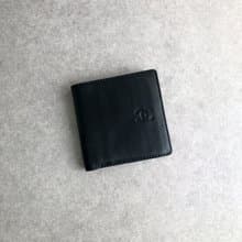 【 日本直送　名牌中古包 】CHANEL シャネル 財布 ブラック ココマーク レザー 2つ折り vintage ヴィンテージ オールド 6hacdc