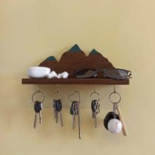 Handcrafted Wooden Mountain-shaped Key Holder Shelf