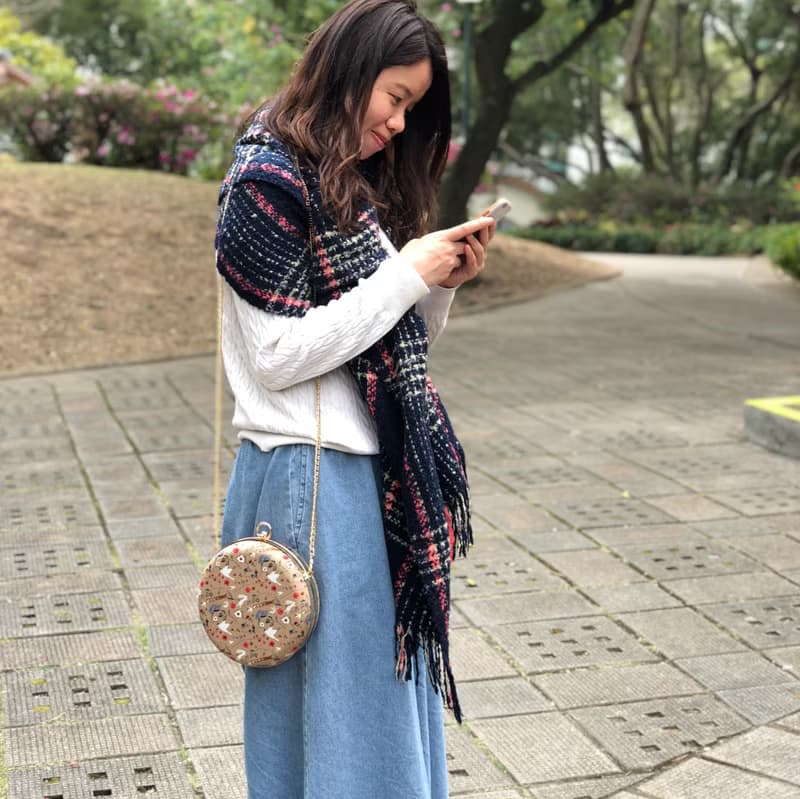 卡其系白兔遇上白鴿 棉布小圓包 - 可手拿/ 斜揹/ 婚禮姊妹禮物