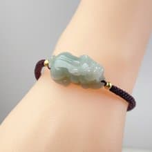 【招財神獸】淡綠翡翠貔貅編織手鍊 | 天然緬甸玉翡翠A貨 | 送禮