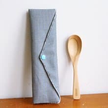 文青風環保筷袋 ~優質細格 百搭藍 日系 收納包 手作餐具袋.禮物
