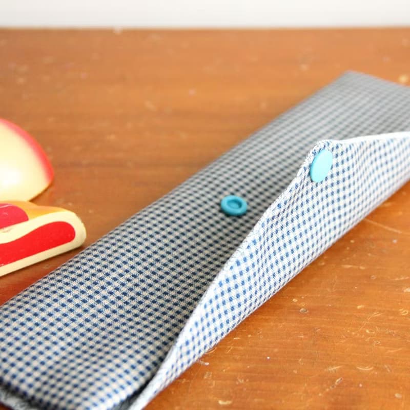 文青風環保筷袋 ~優質細格 百搭藍 日系 收納包 手作餐具袋.禮物