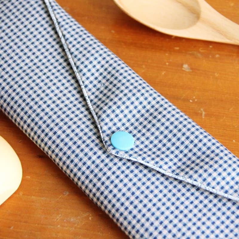 文青風環保筷袋 ~優質細格 百搭藍 日系 收納包 手作餐具袋.禮物