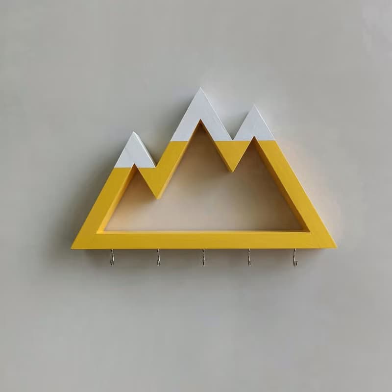 Wooden wall key holder Mountains peaks (white tops)