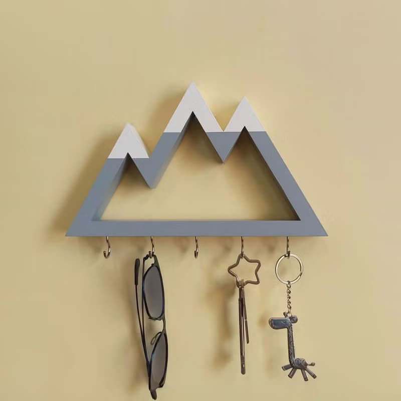 Wooden wall key holder Mountains peaks (white tops)