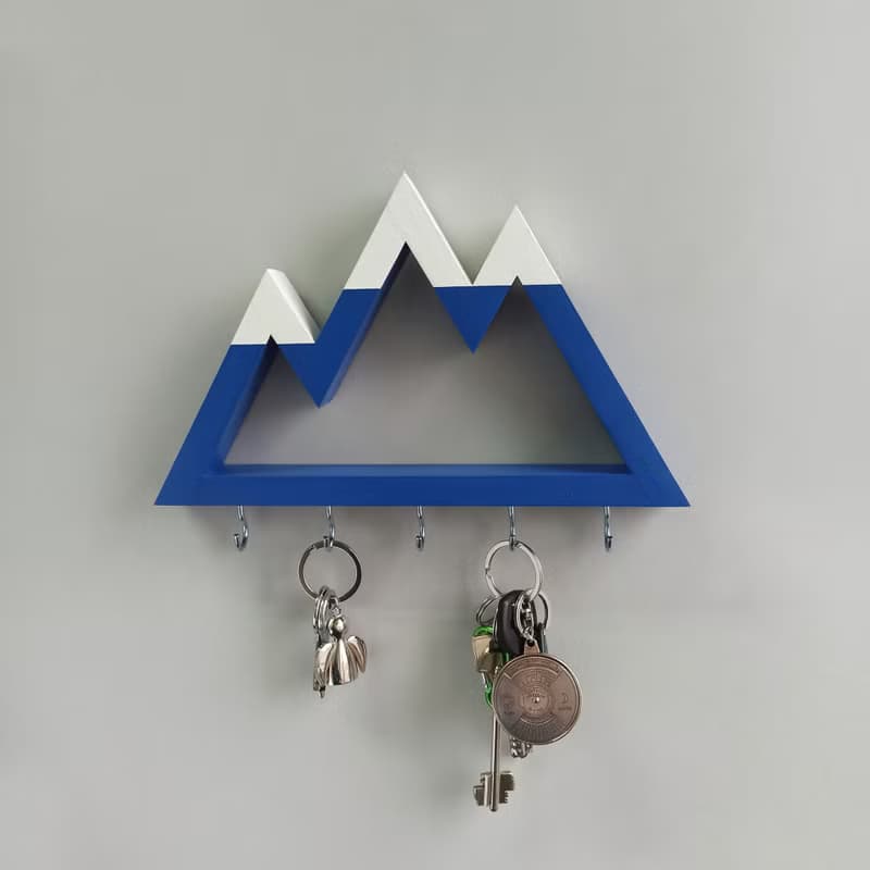 Wooden wall key holder Mountains peaks (white tops)