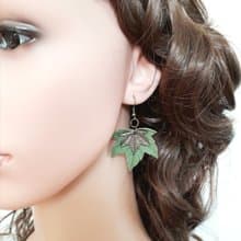 耳環 green leather earrings for her Leather women's jewelry