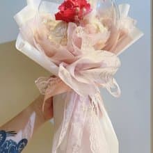 桃色粉色永生花波波球花束/戀愛色系/送自己也適合/招桃花花束