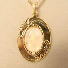 Rose Quartz Necklace Pink Stone Golden Oval Gemstone Pendant Necklace Jewelry