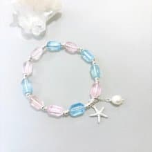 Ops Morganite bracelet-摩根石/銀/粉嫩/天然石/手鍊/彈性/珍珠