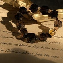 【電報裡的摩斯密碼－同生之約。手鍊】茶晶、木紋石、茶黃晶