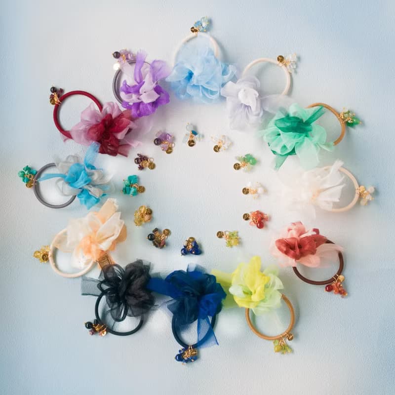 ムーンストーン | 咲き編みヘアゴム | 6月誕生石