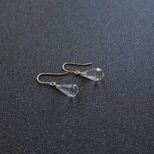 天然白水晶 長水滴形切割 14K GF 包金 耳勾式耳環 (15x8)