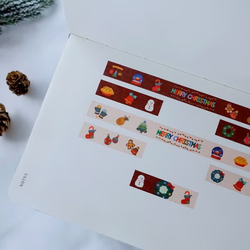 Merry Christmas 聖誕和紙紙膠帶 1.2cm + 防水貼紙 || 聖誕小禮