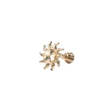 純14K Sun Hot Piercing 太陽鎖珠耳環 (單個)耳骨 耳窩 不退色