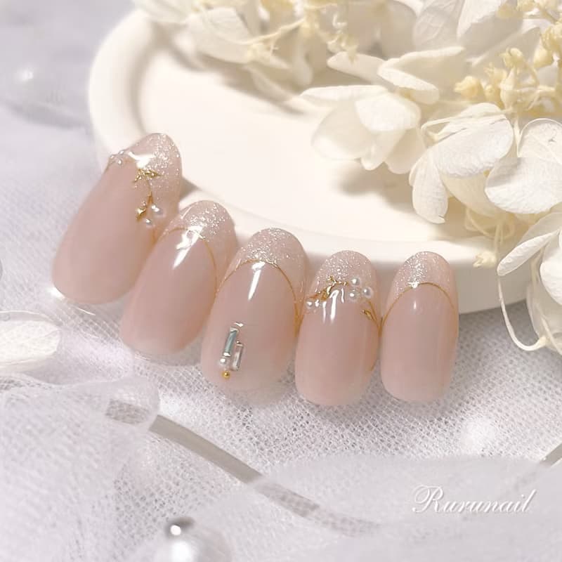 指甲晶片 / 花卉 /  可愛的粉彩花束/ 新娘 / 尺寸定製