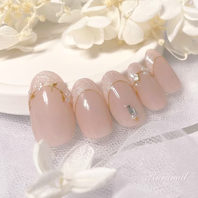 指甲晶片 / 花卉 /  可愛的粉彩花束/ 新娘 / 尺寸定製