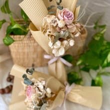 Masako 奶油色調 繡球花 玫瑰 乾燥花 索拉花 小花束