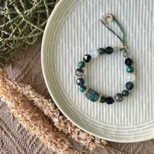 清淨藍綠晶石貔貅編織手鍊