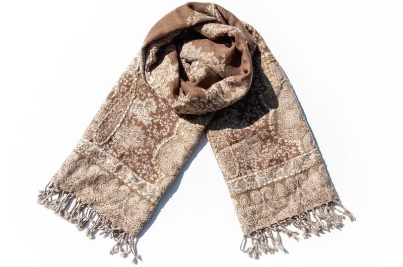 喀什米爾Cashmere/水煮羊毛披肩/針織圍巾/刺繡圍巾/羊絨披巾-花