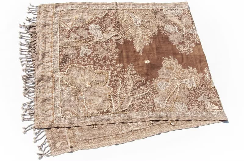 喀什米爾Cashmere/水煮羊毛披肩/針織圍巾/刺繡圍巾/羊絨披巾-花