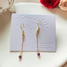 【Kimiko手作飾品】一月誕生石系列 紫牙烏紅石榴細鍊耳環