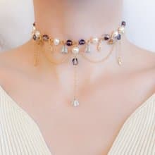 BLUE/Never Let Me Go/淡水パールとチェコビーズのチョーカーネックレス　SV644