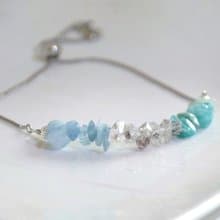 隨形閃靈鑽x海藍寶x天河石手鍊 Free size 淨化/溝能能力/幸運