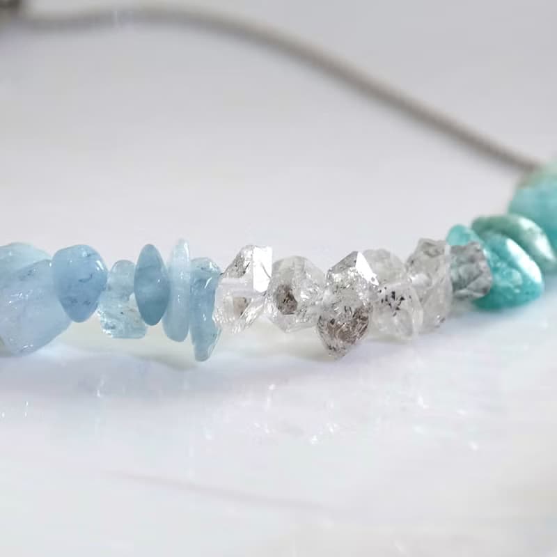 隨形閃靈鑽x海藍寶x天河石手鍊 Free size 淨化/溝能能力/幸運