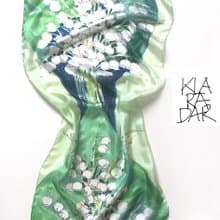 Silk Scarf Lily of The Valley/ Hand painted scarf