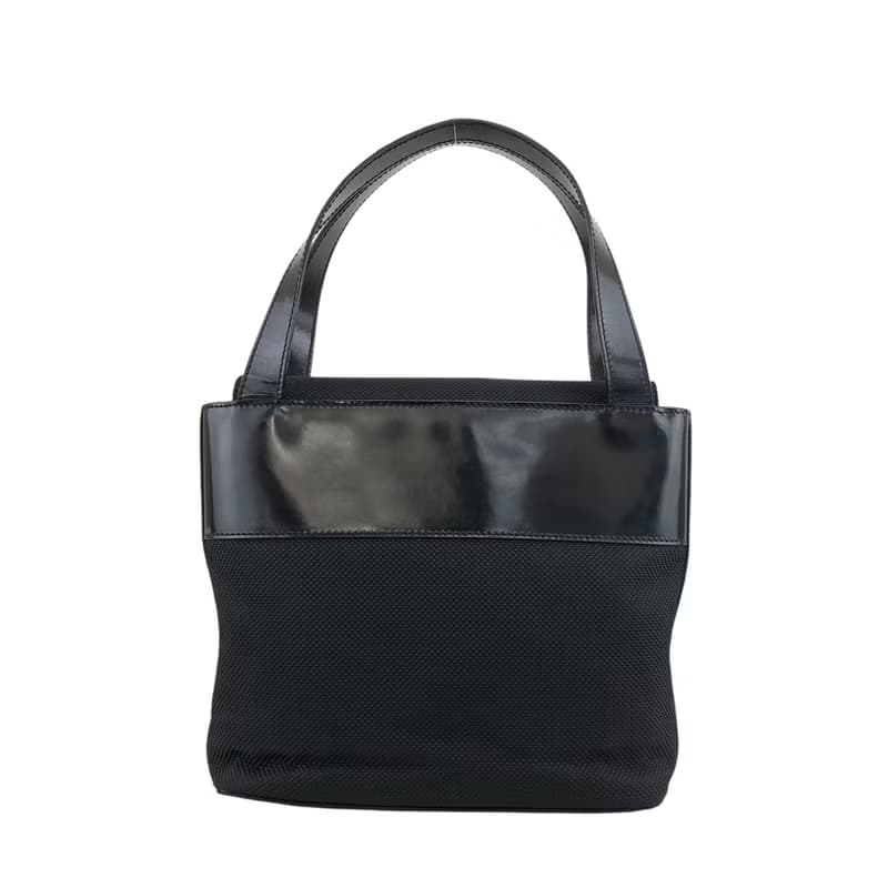 【 日本直送　名牌中古包 】CELINE セリーヌ ハンドバッグ ブラック ロゴ PVC レザー vintage ヴィンテージ オールド vzeeur