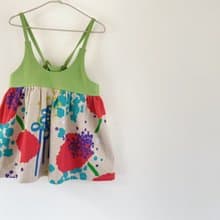 手工服~女童大U領綁帶裙/長版罩衫-抹茶綠飛鳥