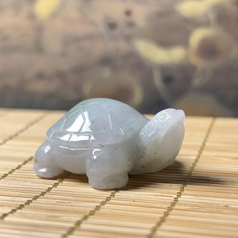 【吉祥‧長壽】飄花翡翠烏龜 | 天然緬甸A貨翡翠 | 送禮