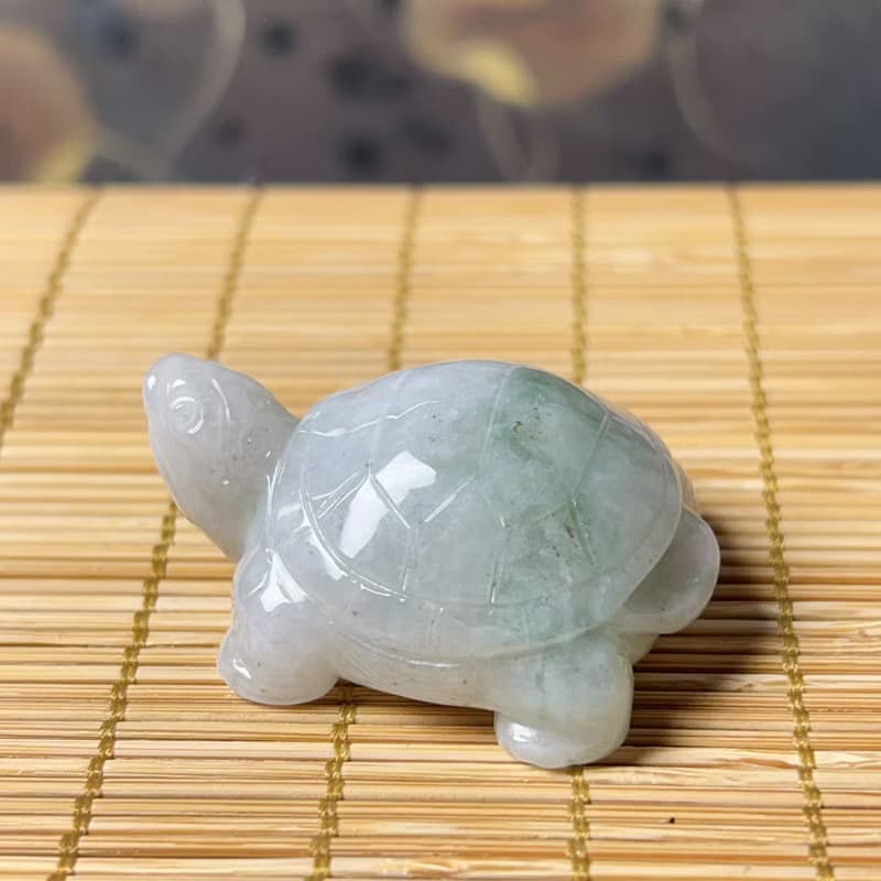 【吉祥‧長壽】飄花翡翠烏龜 | 天然緬甸A貨翡翠 | 送禮