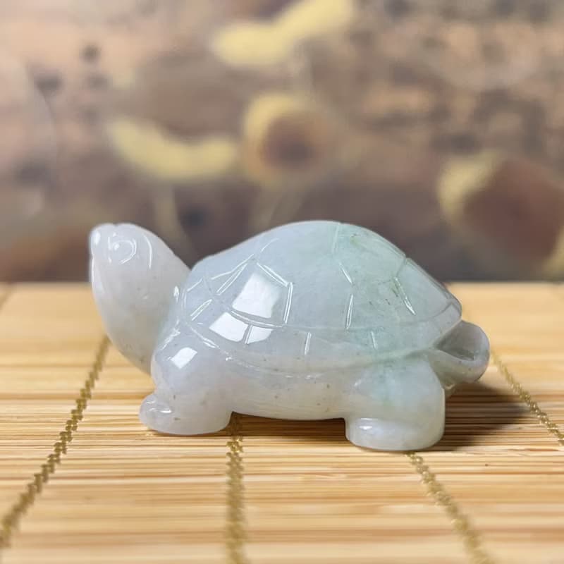 【吉祥‧長壽】飄花翡翠烏龜 | 天然緬甸A貨翡翠 | 送禮