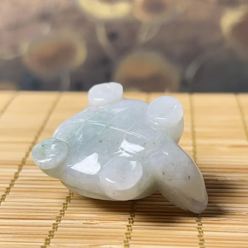 【吉祥‧長壽】飄花翡翠烏龜 | 天然緬甸A貨翡翠 | 送禮