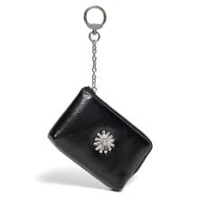 Daisy Keyring Coin Zipper Card Wallet Pouch Black