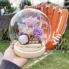 Hito 棒球園球玻璃罩Led 永生花 台灣尚勇 棒球擺飾 紀念禮物