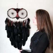 Large black dreamcatcher, Owl dream catcher, Owl ornament, Bedroom wall hanging