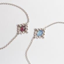 石榴之心 純銀手工手鍊 石榴石/藍玉髓兩色