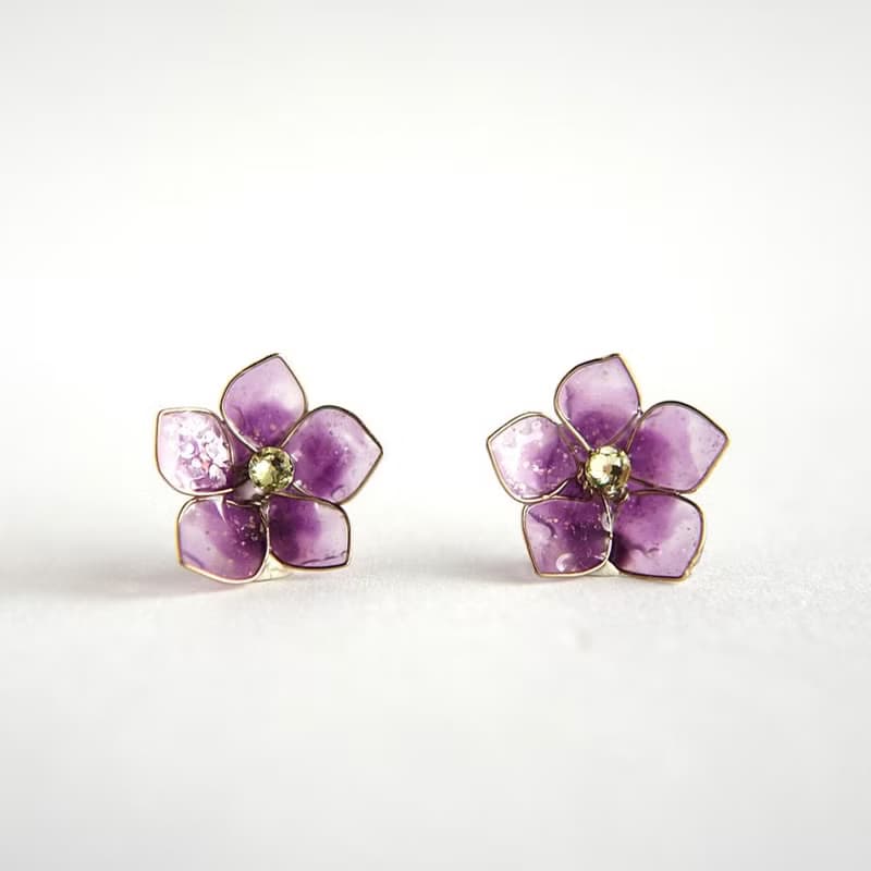 桔梗のピアス　イヤリング　ノンホールピアス