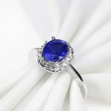 2.3 Natural blue sapphier ring silver sterling ring wedding size 7.0 free resize