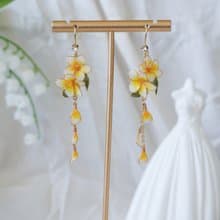 【雞蛋花耳飾】手工原創耳飾銅線樹脂 優雅 耳環/耳夾飾品禮物