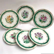 古董收藏品盤子|19世紀瓷板|裝飾板 |裝飾性綠色板材