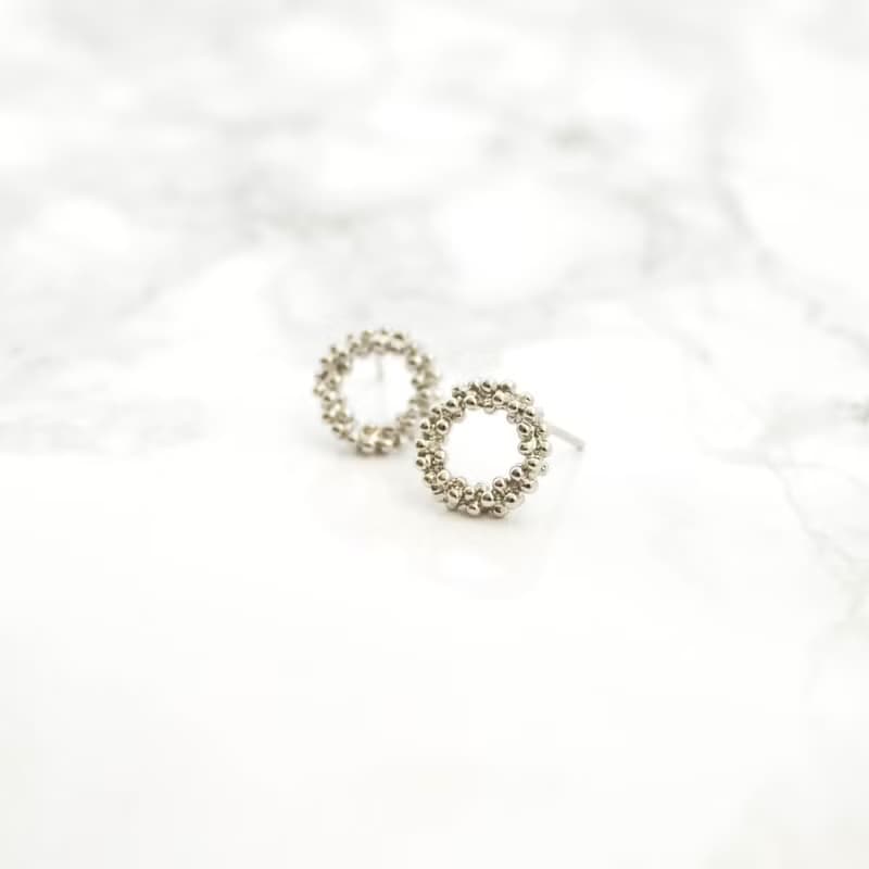 Earrings/Bubble circle Pierce/ 耳环 圈 泡沫 簡單 飾品 銀